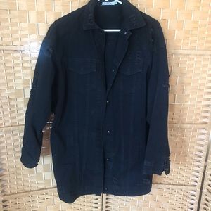 Forever21 plus size 1X Black long jean jacket